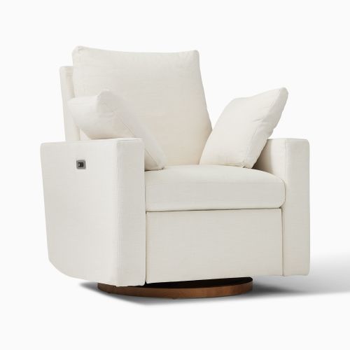 Harmony Swivel Glider Recliner Power Performance Yarn Dyed Linen Weave Alabaster