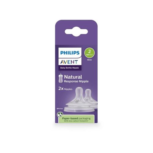 Philips Avent Natural Response Nipples - Medium Flow - Flow 2 - 2pk: Silicone, BPA-Free