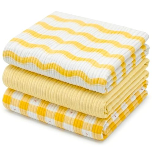 Muslin Swaddle Blankets for Newborns, 3 Pack Multipurpose 100% Organic Cotton, Ultra Soft Breathable Receiving Blanket 47 x 47 inches, Swaddle Wrap for Baby Boys & Girls