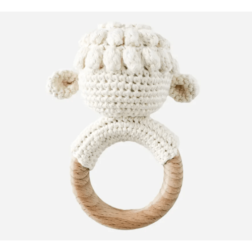 Colored Organics Crocheted Lamb Rattle Teether