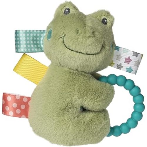 Taggies Soft Baby Rattle with Soothing Teether Ring and Sensory Tags, 6-Inches, Green Peepers Frog