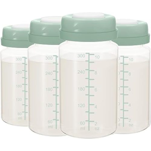 10oz Breastmilk Storage Bottle, Compatible with Momcozy Milk Cooler 22oz & Spectra Pumps, BPA-Free Wide-Neck Collection Bottles for Pumping & Fridge, Breastfeeding Essentials, 4PCS