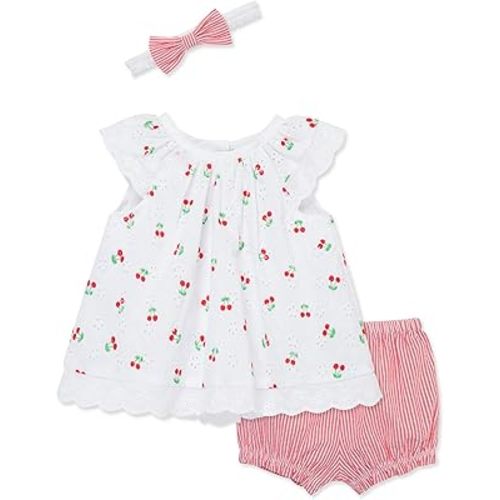 Little Me Clothes for Baby Girls' Woven Sunsuit and Headband Set, 3-12 Months