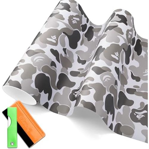 Free Tool Kit Camouflage Ape Black Vinyl Wrap Sticker Decal Air Release Bubble Free Car Decoration Film - 12"x60" (1FTx5FT)