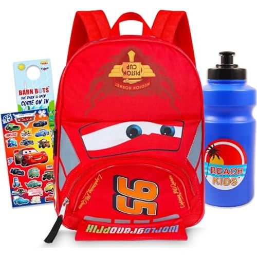 Disney Cars Mini Backpack for Toddlers Bundle - 12" w Adjustable Straps