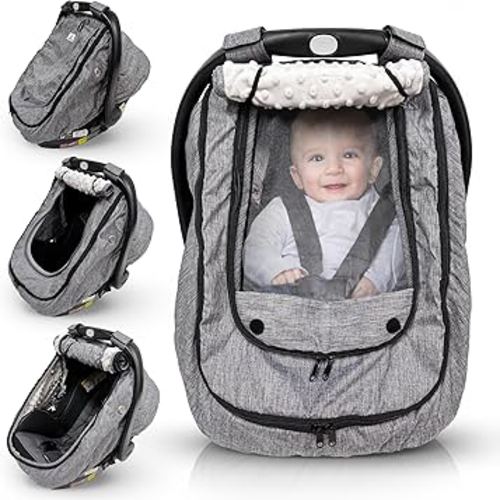 Waterproof Baby Car Seat Cover | Windproof Carseat Cover for Babies | Infant Car Seat Cover for Boys, Girls & carseat Covers Baby Girl | Universal Fit (Gray)