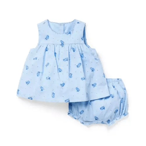 Baby Swiss Blue Floral Baby Floral Eyelet Matching Set by Janie and Jack