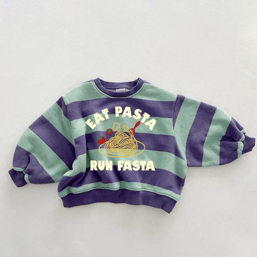 EAT PASTA RUN FASTA Baby & Kids Slogan Stripe Sweatshirt