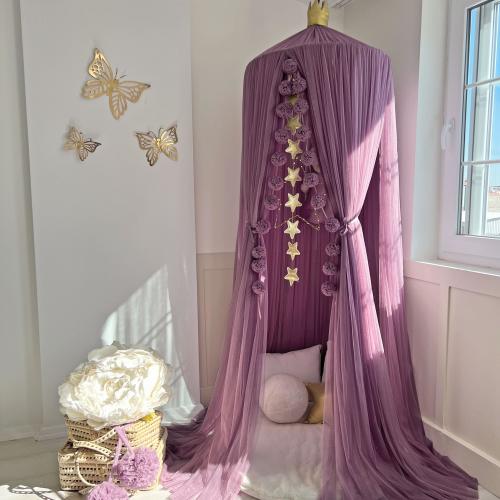 Opera Mauve Tulle Bed Canopy, Handmade Kids Reading Nook