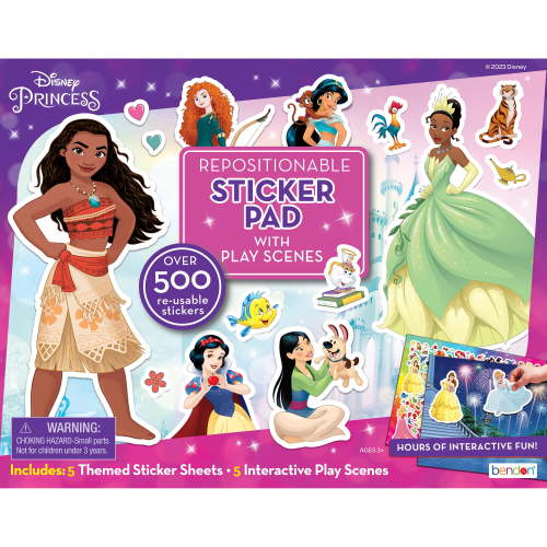 Disney Princess Sticker Pad, Over 500 Stickers, 5 Play Scene Pages, Paperback