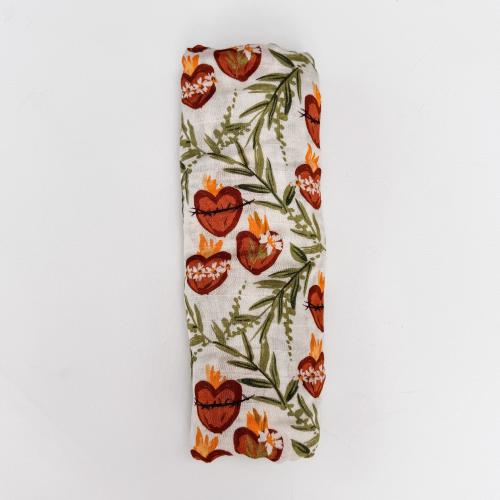 Holy Family Hearts Muslin Blanket Swaddle