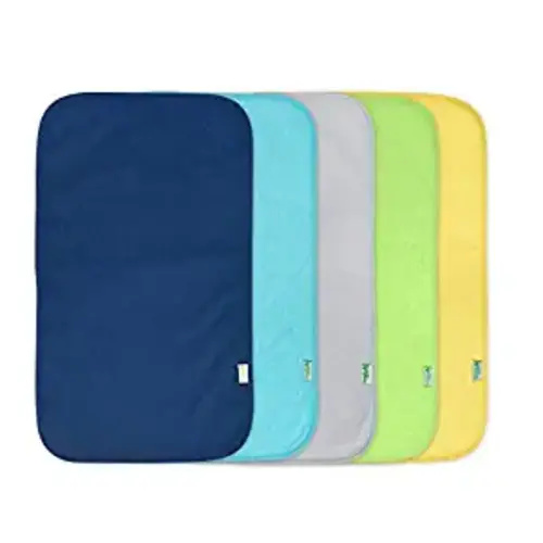 green sprouts Stay-Dry Burp Pads (5 Count) | Ultimate protection from drools & spit ups | Waterproof protection, Soft & absorbent terry, Machine washable - Blue Set