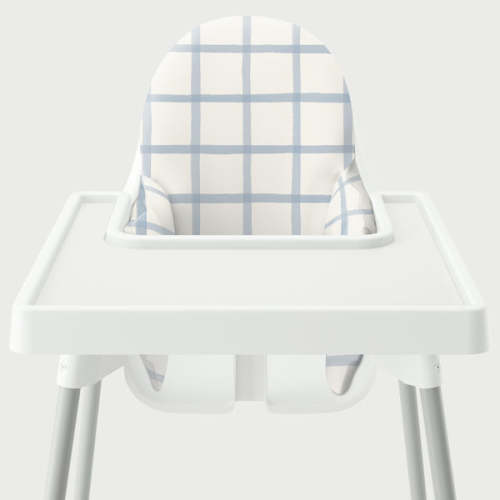 Highchair Cushion Cover - Soft Blue Window Pane