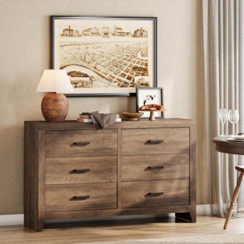 Millwood Pines Rustic Brown 6 Drawers Double Dresser & Reviews | Wayfair