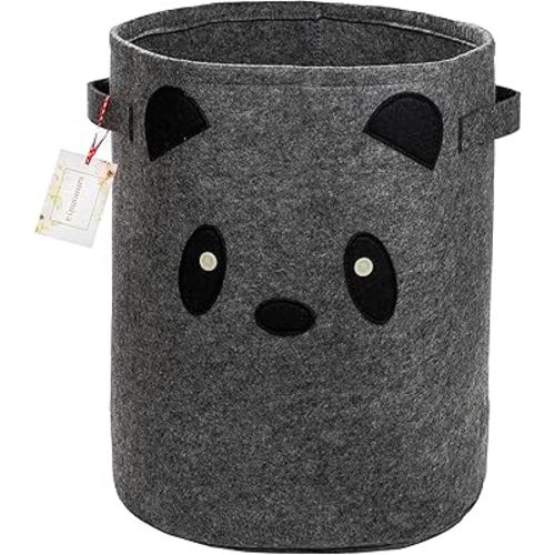 Kids’ Collapsible Laundry & Toy Basket – Felt Baby Hamper with Strong Handles & Cute Design – Kids & Baby Laundry Basket for Boys & Girls, Storage, Organization, Nursery by Sannomiya - Panda