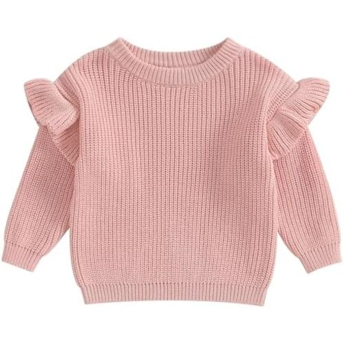 Mubineo Baby Girl Winter Clothes Basic Plain Cute Ruffle Sweater Toddler Kids Pullover Long Sleeve Newborn Sweaters