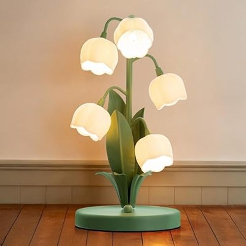 Lily of The Valley Lamp, Green Flower Lamp for Home, 3 Color Adjustable Cute Bedside Night Light for Bedroom Dorm Living Room Office Home Decor (Green)​​