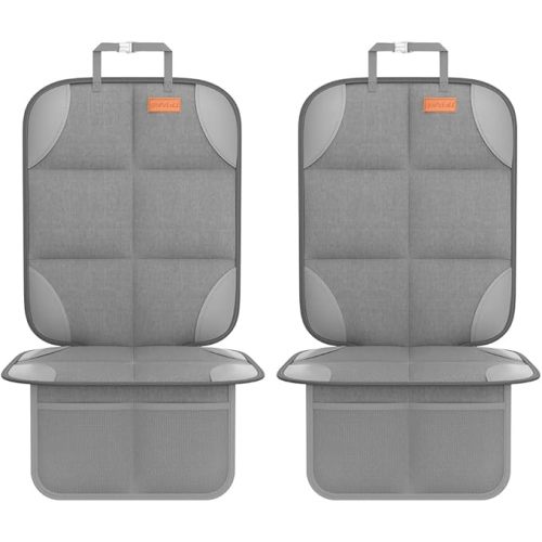 SMART ELF Car Seat Protector, 2Pack Seat Protector Protect Child Seats with Thickest Padding and Non-Slip Backing Mesh Pockets for Baby and Pet,Sedan SUV Truck (Black)