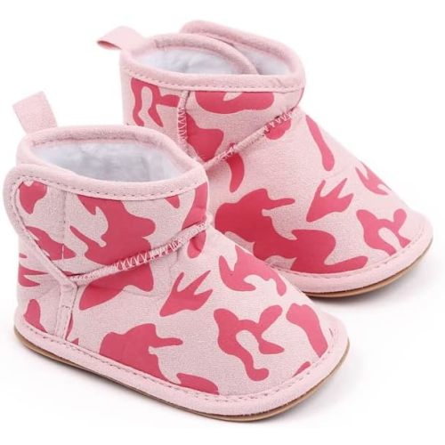 Newborn Baby Camouflage Booties Non-Slip Sole for Toddler Boys Girls Infant Plush Cozy Socks Shoes