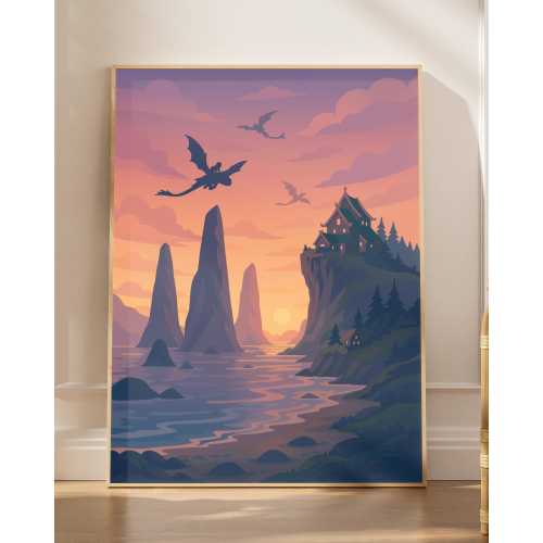 Dragon Poster Print – Dragon Wall Decor, Dragons, Dragon Gift for Lovers | Train Dragon Poster | Colourlful Dragon Art