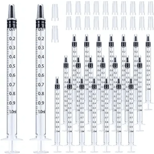 100 Pack 1ml Syringe with Cap for Liquid, 1cc Plastic Small Syringes with Cover, Non-Sterile, No Needle - 1 ML
