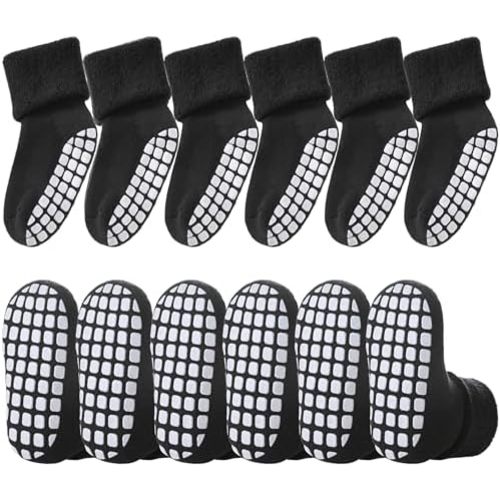 LANLEO Baby Girls Boys Non Slip Socks with Grips Toddler Kids Unisex Warm Thick Cotton Ankle Crew Socks with Grippers