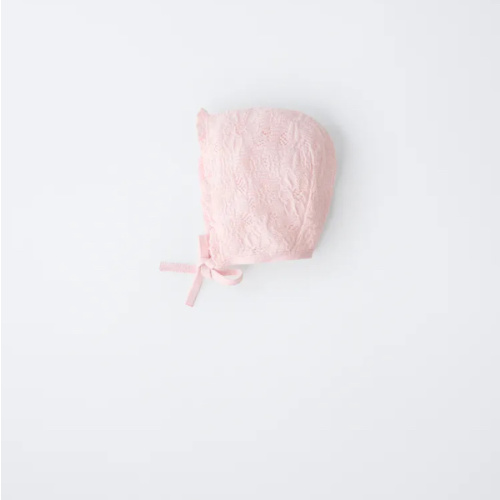 COTTON AND SILK KNIT BONNET - Pastel pink | ZARA United States