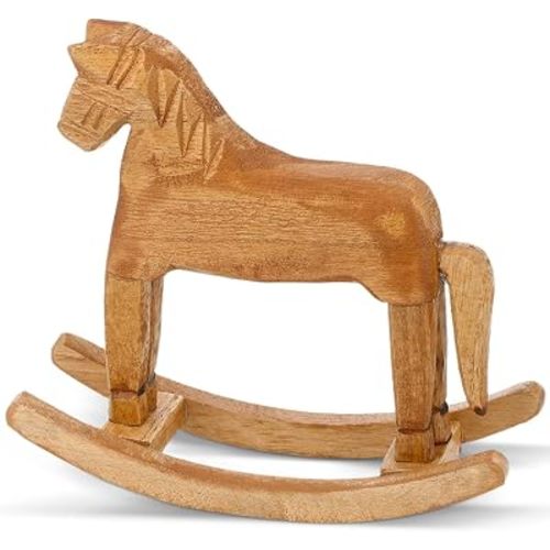 Gatuida Wooden Rocking Horse Decor Table Decoration Centerpiece 7.48 X 6.29 X 2.36 in Collectible Figurine for Home Decor Art Collection Wedding Birthday Gift Souvenir