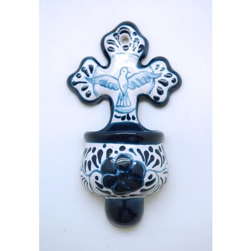 Talavera Holy Water Font w/ Holy Spirit