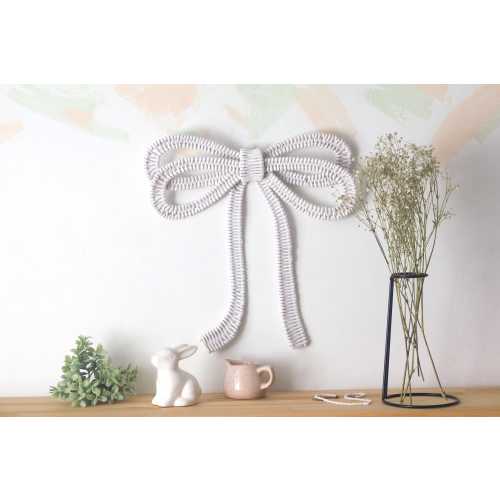 White Wicker Double Bow - Romantic Wall Decor