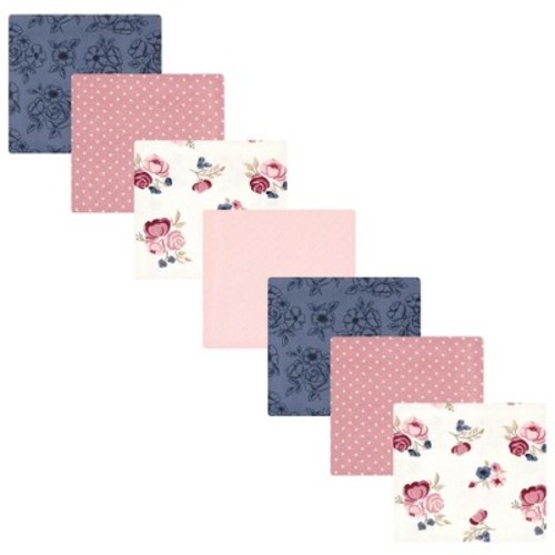 Hudson Baby Infant Girls Cotton Poly Flannel Receiving Blankets Bundle, Dusty Rose Floral, One Size