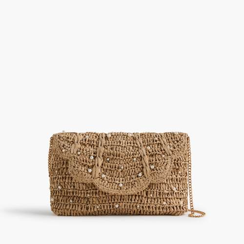 Straw pearl clutch