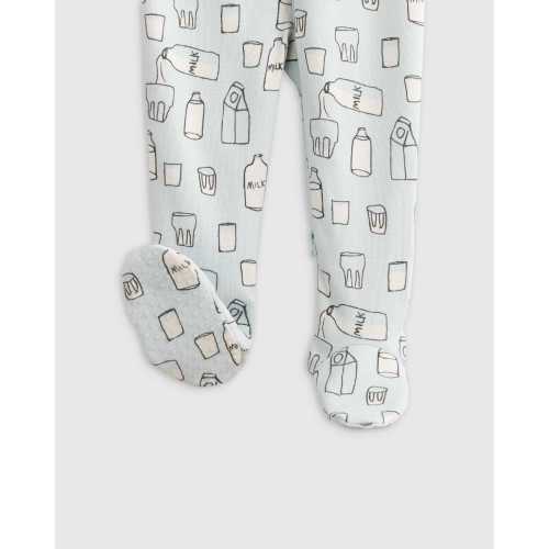 100% Organic Cotton Footie Pajama in Milk - 0-3 months