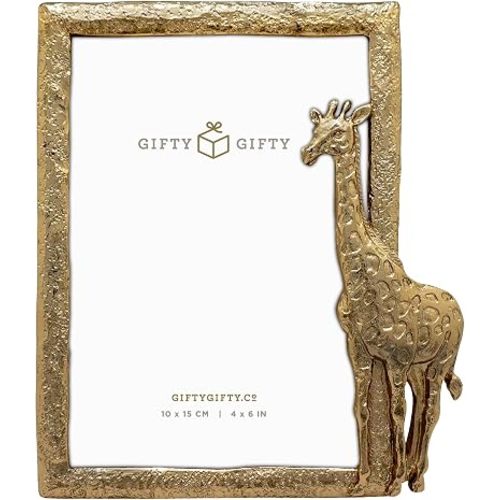 Giraffe Photo Frame / 4x6 In | For Vertical Display on Tabletops | Perfect for Home Decor, Wedding, Graduation, Or Any Milestone Photos (Gold)