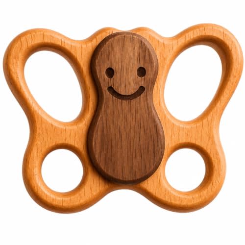 Wooden Baby Rattle 0-6 Months | HippoToys Bee Rattle · Natural Wood Sound | Calm Rattle