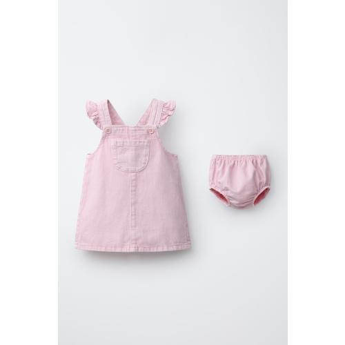 TWILL PINAFORE DRESS - Mid-pink | ZARA United States