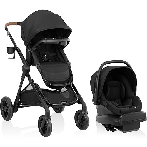 Stoller with Infant Car Seat - Evenflo Pivot Xpand NXT Travel System featuring LiteMax NXT Infant Car Seat - Coal Black