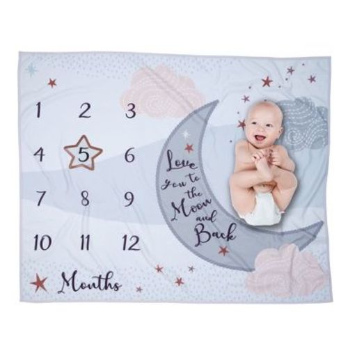 Lambs & Ivy Goodnight Moon Milestone Photo Opportunity Soft Fleece Baby Blanket