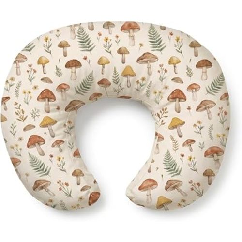 Nursing Pillow and Body Positioner for Breast Feeding and Bottle Feeding, Ultra Soft Breastfeeding Pillows with Removable Pillow Cover (Mushroom Grove)
