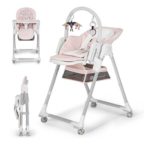 Kinderkraft LASTREE Foldable Baby High Chair, Pink