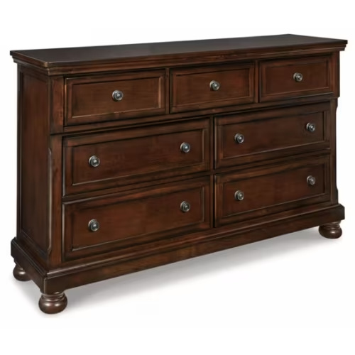 Ashley Furniture Porter 7-Drawer Traditional Wood Dresser in Dark Brown