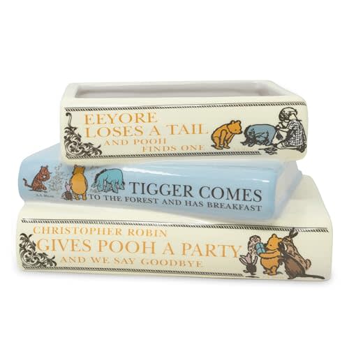 Steel Mill & Co Original Small Book-Shaped Decorative Planter, Ceramic Planter for Home Decor, Cute Bookshelf Decor, Unique Planter for Book Lovers, The House at Pooh Corner