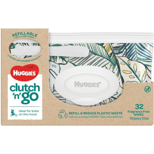 Huggies Baby Wipes Refillable Clutch N' Go 32 Wipes
