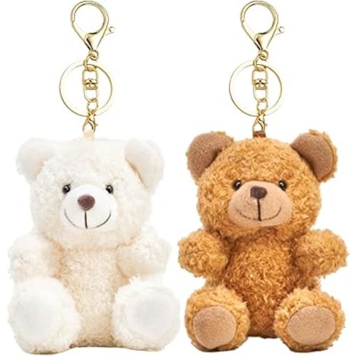 vaxvvik 8 Inch Plush Bear Keychain, 2pcs Bag Charms for Handbag, Backpack Accessories Pendant