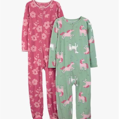 Simple Joys by Carter's Girls' 2-Pack Loose-fit Fleece Footed Pajamas