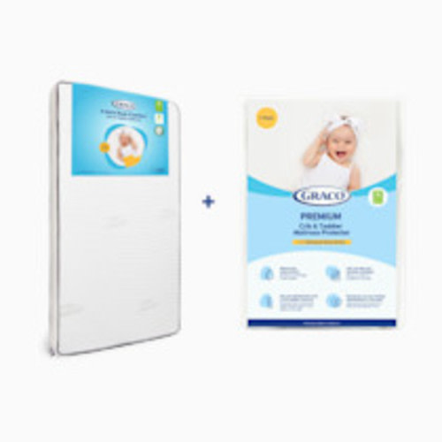 Graco Dual Comfort 6-Inch Crib & Toddler Mattress + Premium Waterproof Mattress Protector - 1