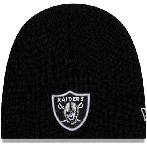(Infant/Toddler) Las Vegas Raiders New Era Uncuffed Mini Fan Knit Beanie Hat Black Crown/Visor Team Color Logo