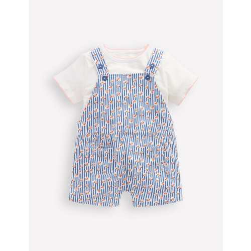 Short Jersey Dungaree Set-Bluejay Cherry Stripe