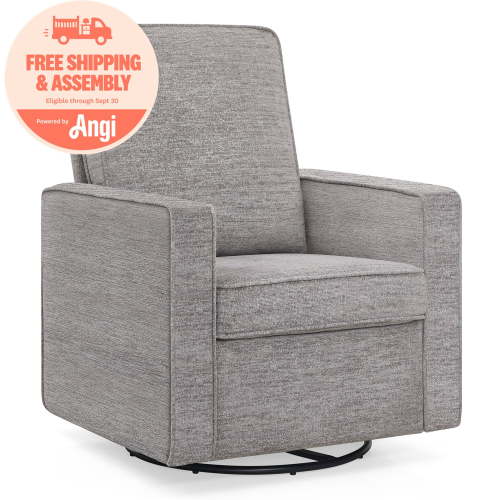 Delta Children Noah Upholstered Swivel Glider with Stain-Resistant Performance Fabric- Greenguard Gold Certified, Frost Grey