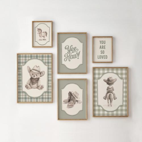 Cowboy Wall Art, Western Prints, Boys Room Wall Art, Cowboy Nursery Print Set of 6, Wild West Cowboy Prints, Kids Western Room Decor